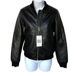 Black Leather Bomber Jacket